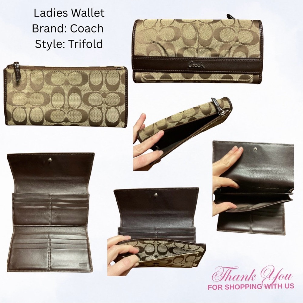 Coach Tan and Brown Signature Clutch